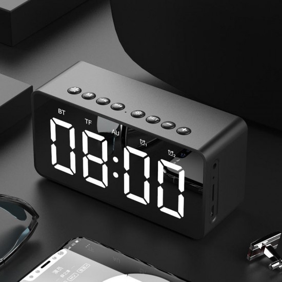 BT506 Wireless bluetooth 5.0 Speaker LED Display Dual Alarm Clock TF Card 4D Bass Stereo Speaker with Mic