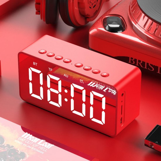 BT506 Wireless bluetooth 5.0 Speaker LED Display Dual Alarm Clock TF Card 4D Bass Stereo Speaker with Mic