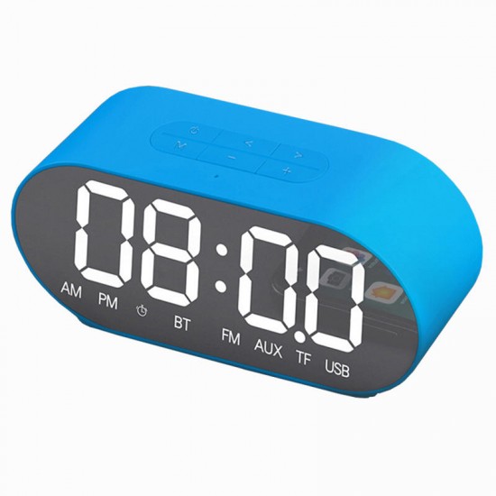 P1 Portable Wireless bluetooth Speaker LED Display Mirror Alarm Clock Subwoofer with Mic