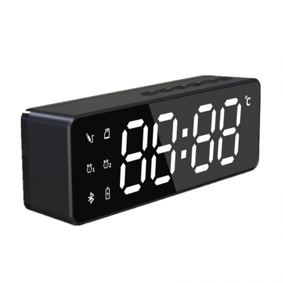 Wireless bluetooth Speaker Dual Alarm Clock Bedroom Home Soundbar TF Card AUX Stereo Music Speaker