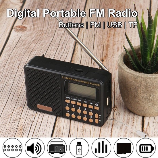 KK-62 Portable Retro Radio LED Display Speaker MP3 Player FM Radio TF Card U Disk AUX Mini Radio Speaker