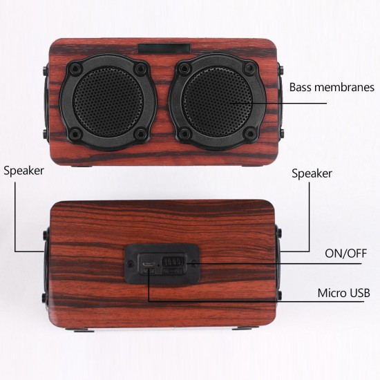 S403 bluetooth Wireless Wooden 2 Speaker 2 Bass Membrane 2x3W Speaker