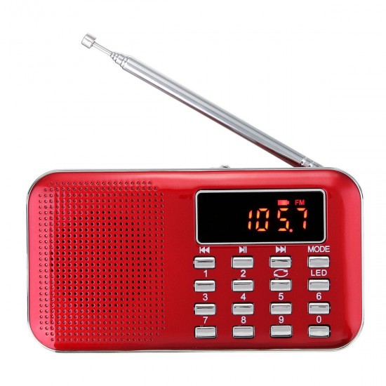 L-218AM FM AM Radio Digital LCD Supper Bass Mini Speaker AUX USB TF LED Light