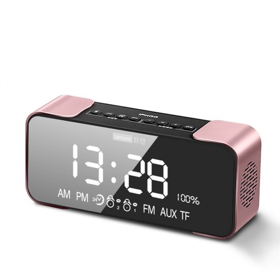 L022 Wireless bluetooth Speaker LED Mirror Dual Alarm Clock FM Radio Dual Units Bass TF Card AUX Subwoofer Speaker with Mic