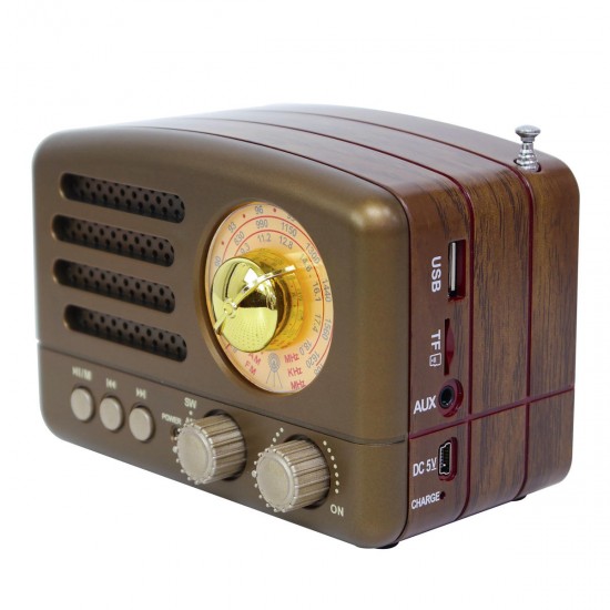 Portable AM FM AUX Vintage Retro Radio SW bluetooth Speaker TF Card USB MP3 Music Player