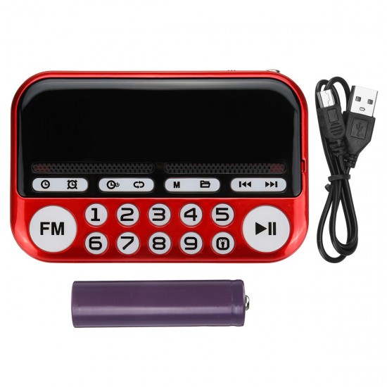 Portable Digital Display FM Radio TF Card USB MP3 Music Player Clock Alarm Radio Speaker