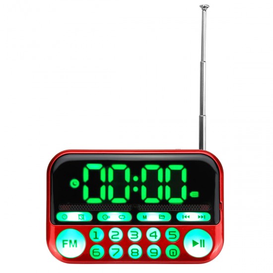 Portable Digital Display FM Radio TF Card USB MP3 Music Player Clock Alarm Radio Speaker