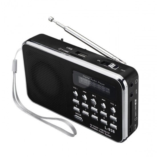 Portable FM 87.5-108MHZ 4.2V 4Ω Radio TF SD Card AUX Loop Play Speaker MP3 Music Player