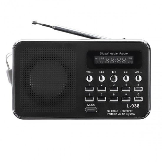 Portable FM 87.5-108MHZ 4.2V 4Ω Radio TF SD Card AUX Loop Play Speaker MP3 Music Player