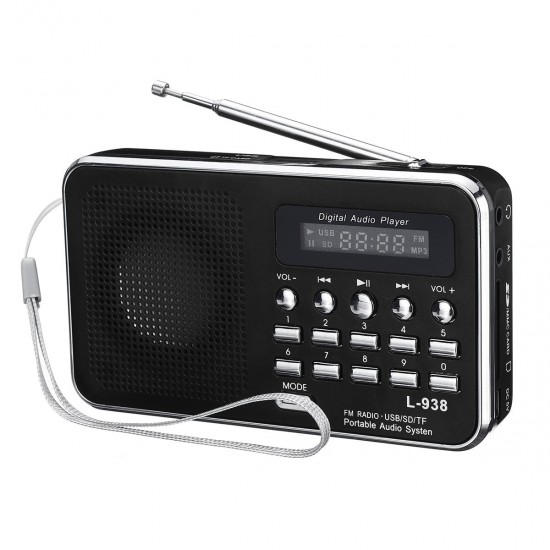 Portable FM 87.5-108MHZ 4.2V 4Ω Radio TF SD Card AUX Loop Play Speaker MP3 Music Player