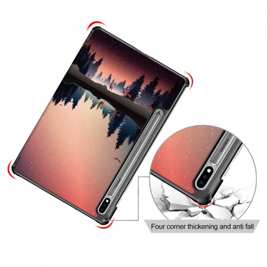 Tri-Fold Pringting Tablet Case Cover for Samsung Galaxy Tab S7 SM-T870 T875 Tablet - Dusk Version