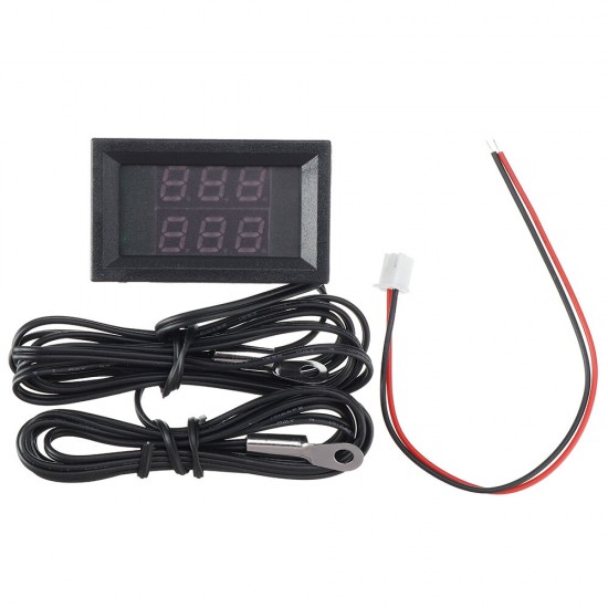 3Pcs DC 4-28V 5V 12V 0.28 inch 0.28 inch LED Display Dual Red+Blue Digital Temperature Sensor Thermometer with NTC Probe Cable