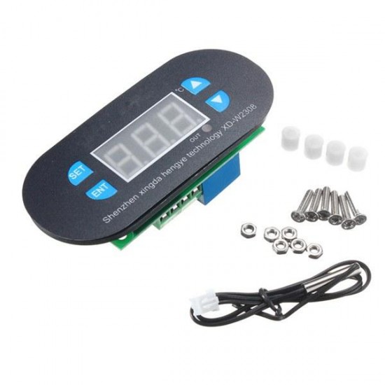 DC12V XD-W2308 Digital Thermostat Temperature Controller Adjustable Sensor Meter Blue LED