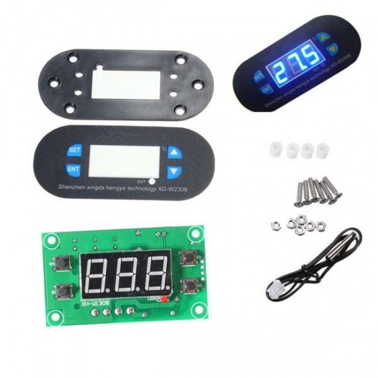 DC12V XD-W2308 Digital Thermostat Temperature Controller Adjustable Sensor Meter Blue LED