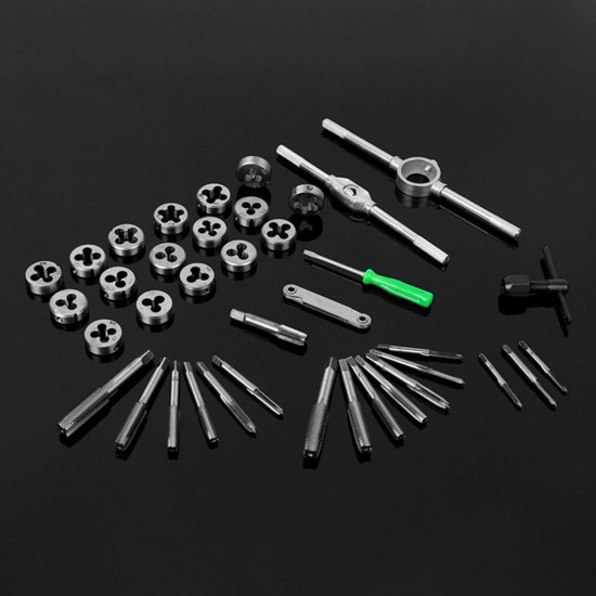 40Pcs Metric Tap Wrench and Die Pro Set M3-M12 Nut Bolt Alloy Metal Hand Tools