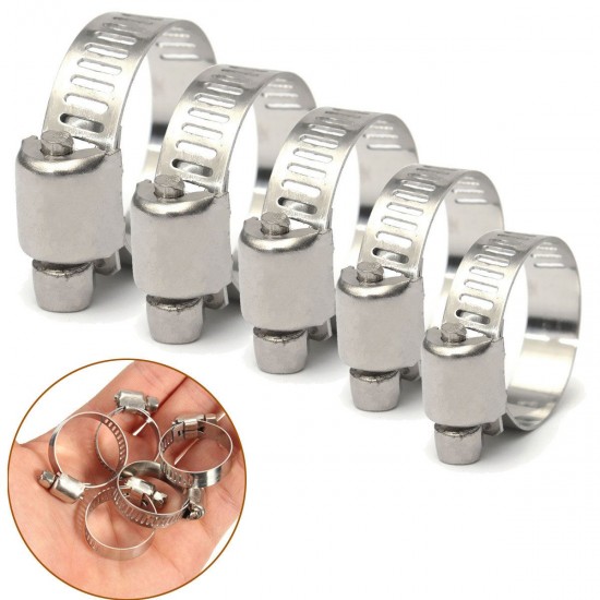 50pcs 5 sizes Adjustable Fuel Line Jubilee Hose Spring Clamp Petrol Pipe Clips