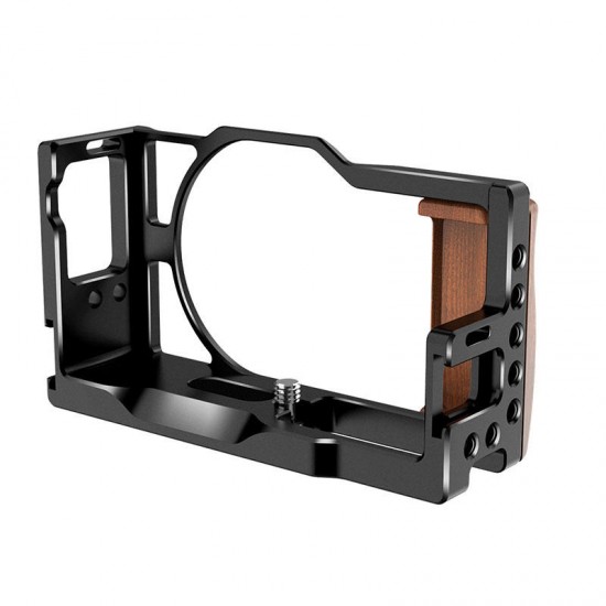 C-G7XMarkIII Cage Rig Frame Case Stabilizer for With Wooden Handle Hand Grip Cold Shoe Mount for Canon G7X Mark III Camera