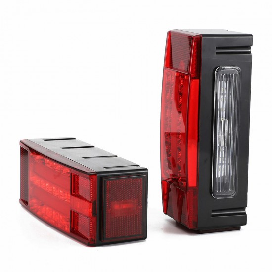 Pair LED Rectangle Stud Stop Turn Tail Lights Waterproof Red for Truck Trailer Boat