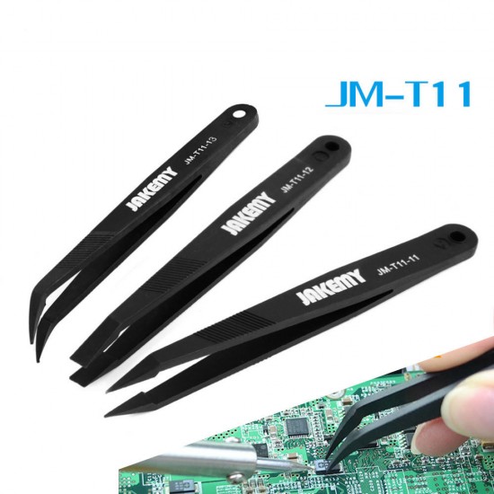 JM-T11 3pcs Anti-static Tweezers Set Triad Fix Repair Tool Kit for iPhone Smartphone Tablets Electronic Components