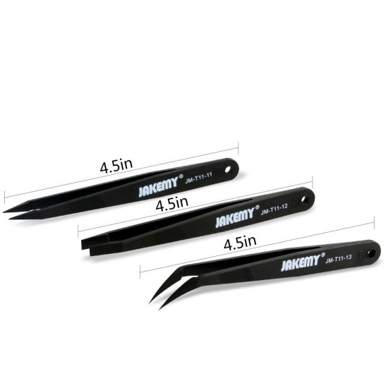 JM-T11 3pcs Anti-static Tweezers Set Triad Fix Repair Tool Kit for iPhone Smartphone Tablets Electronic Components