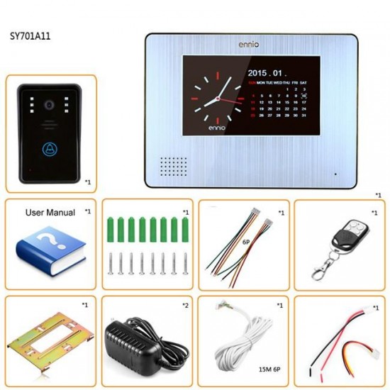 SY701A11 7inch Wireless 900TVL LCD Video Door Phone Rainproof Night Vision Record Remote Control Intercom