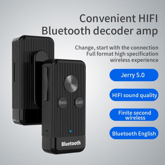 bluetooth 5.0 Receiver 3.5mm AUX Wireless Adapter Bass Audio Noise Cancel With Mic For Headphone Speaker Support TF Card