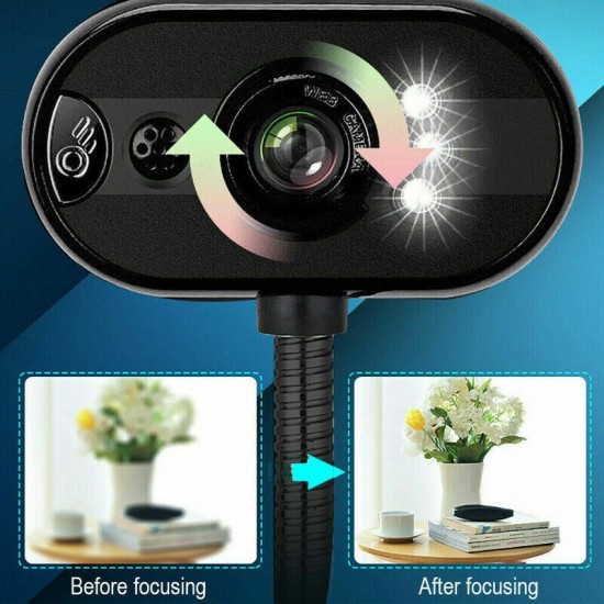 USB HD Webcam Camera with Mic Night Vision for Computer PC Laptop Home Office