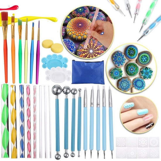 36 Pcs DIY Mandala Dotting Tools Rock Painting Kits Dot Art Pen Paint Stencil