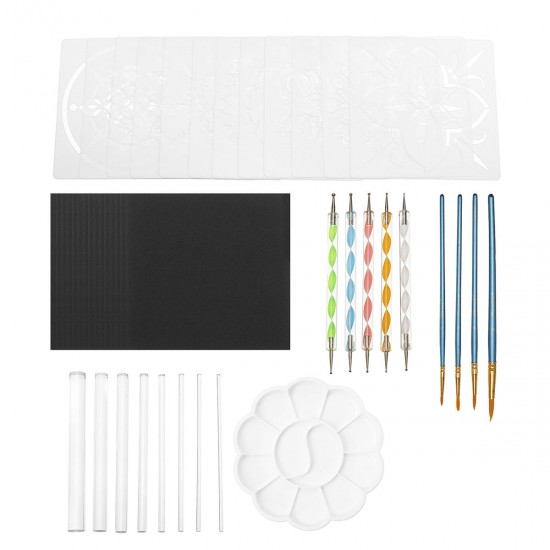 46Pcs Mandala Dotting Tools Rock Painting Kit Dot Art Pen Paint DIY Nail Stencil