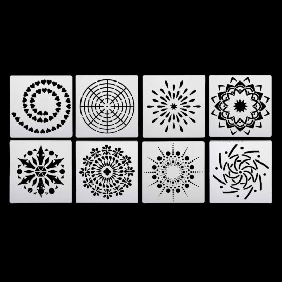 47Pcs White Plastic Mandala Paint Tray Openwork Painting Template Tool Kit