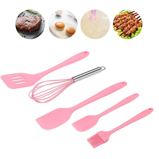 5pcs kitchen Utensil Set Silicone Cake Cream Spatula Mixing Scraper Baking Tool