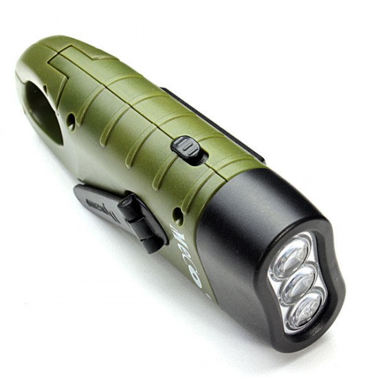 Hand Crank Solar Power Energy LED Flashlight For Camping Hiking