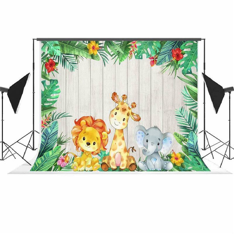 3x5FT-5x7FT-Vinyl-Lion-Elephant-Giraffe-Photography-Backdrop-Background-Studio-Prop-1556661