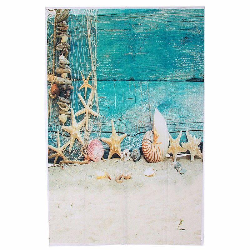 3x5FT-Summer-Beach-Shell-Blue-Wood-Wall-Photography-Backdrop-Background-Studio-Prop-1385737