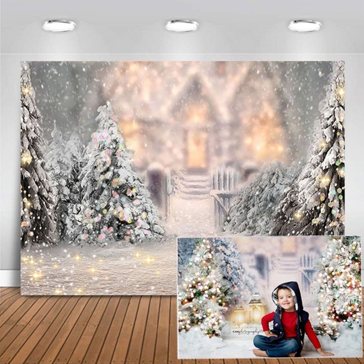 5x3FT-7x5FT-8x6FT-Christmas-Tree-Snow-Photography-Backdrop-Background-Studio-Prop-1609479