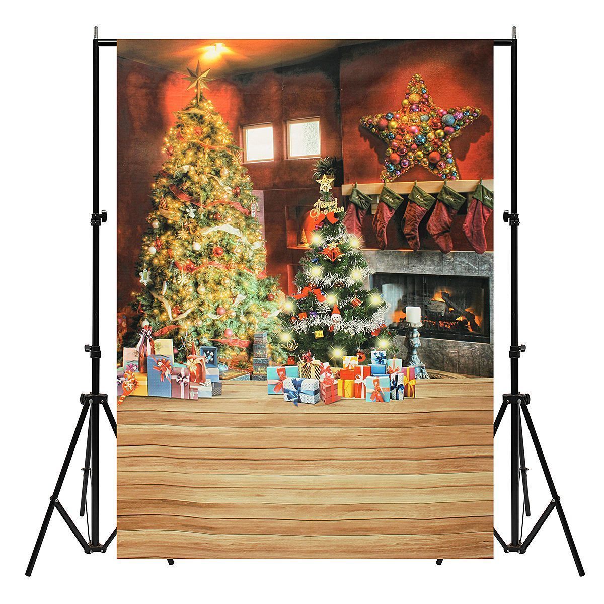5x7FT-Christmas-Tree-Gift-Fireplace-Photography-Backdrop-Photo-Background-Studio-Prop-1381999