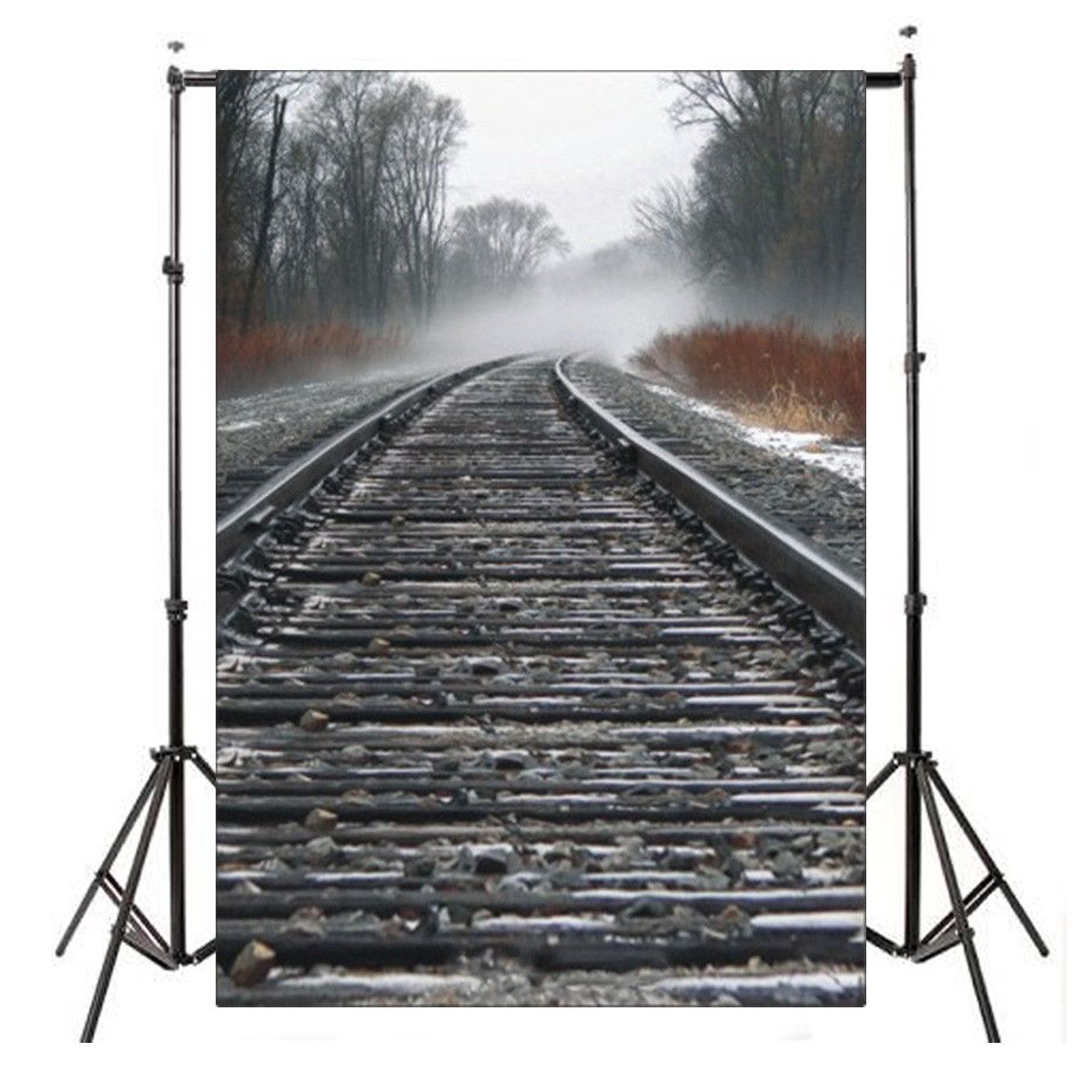 5x7FT-Railway-Winter-Forest-Stone-Photography-Backdrop-Background-Studio-Prop-1385403