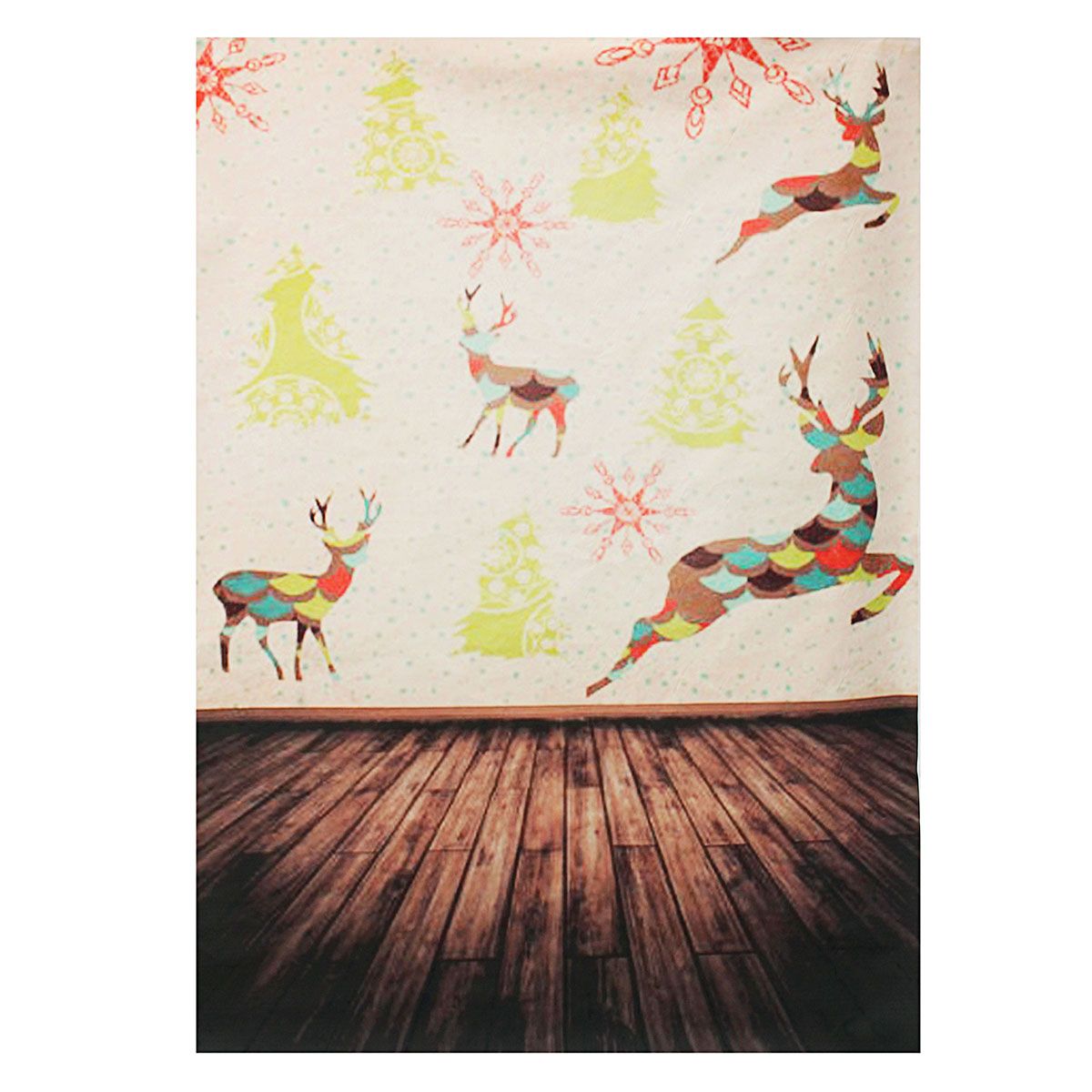 5x7FT-Vinyl-Christmas-Elk-Wood-Floor-Photography-Backdrop-Background-Studio-Prop-1221802