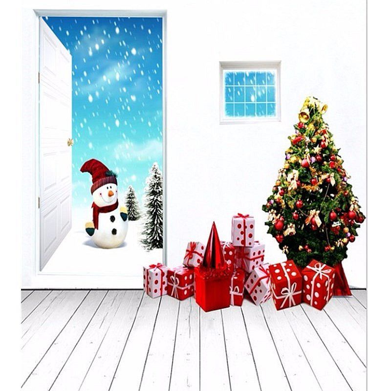 5x7FT-Vinyl-Christmas-Tree-Snowman-Photography-Backdrop-Background-Studio-Prop-1387587