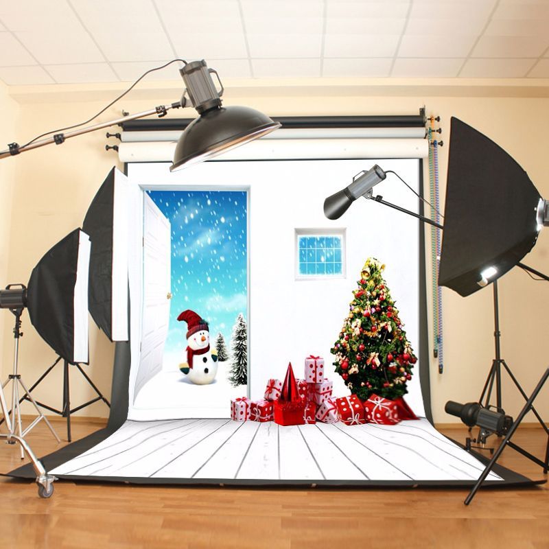 5x7FT-Vinyl-Christmas-Tree-Snowman-Photography-Backdrop-Background-Studio-Prop-1387587