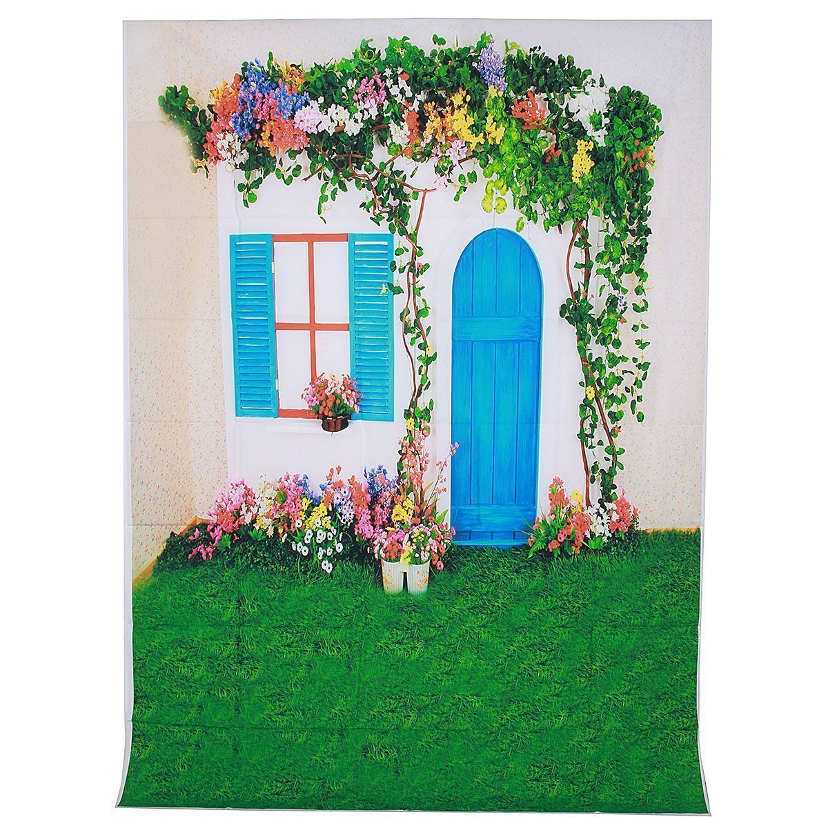 5x7FT-Vinyl-Spring-House-Garden-Photography-Backdrop-Background-Studio-Prop-1387982