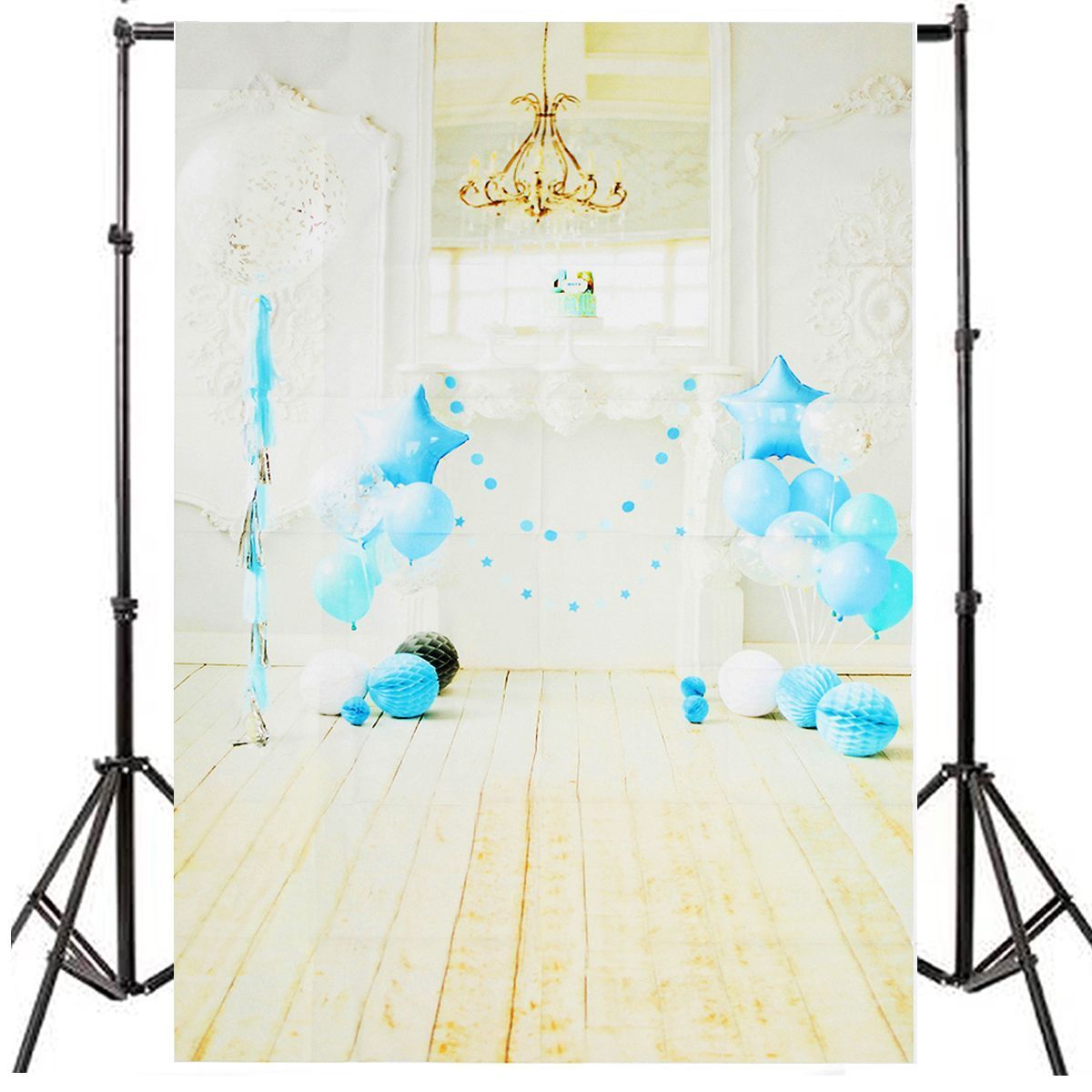 5x7FT-White-Room-Blue-Balloon-Birthday-Theme-Photography-Backdrop-Studio-Prop-Background-1402322