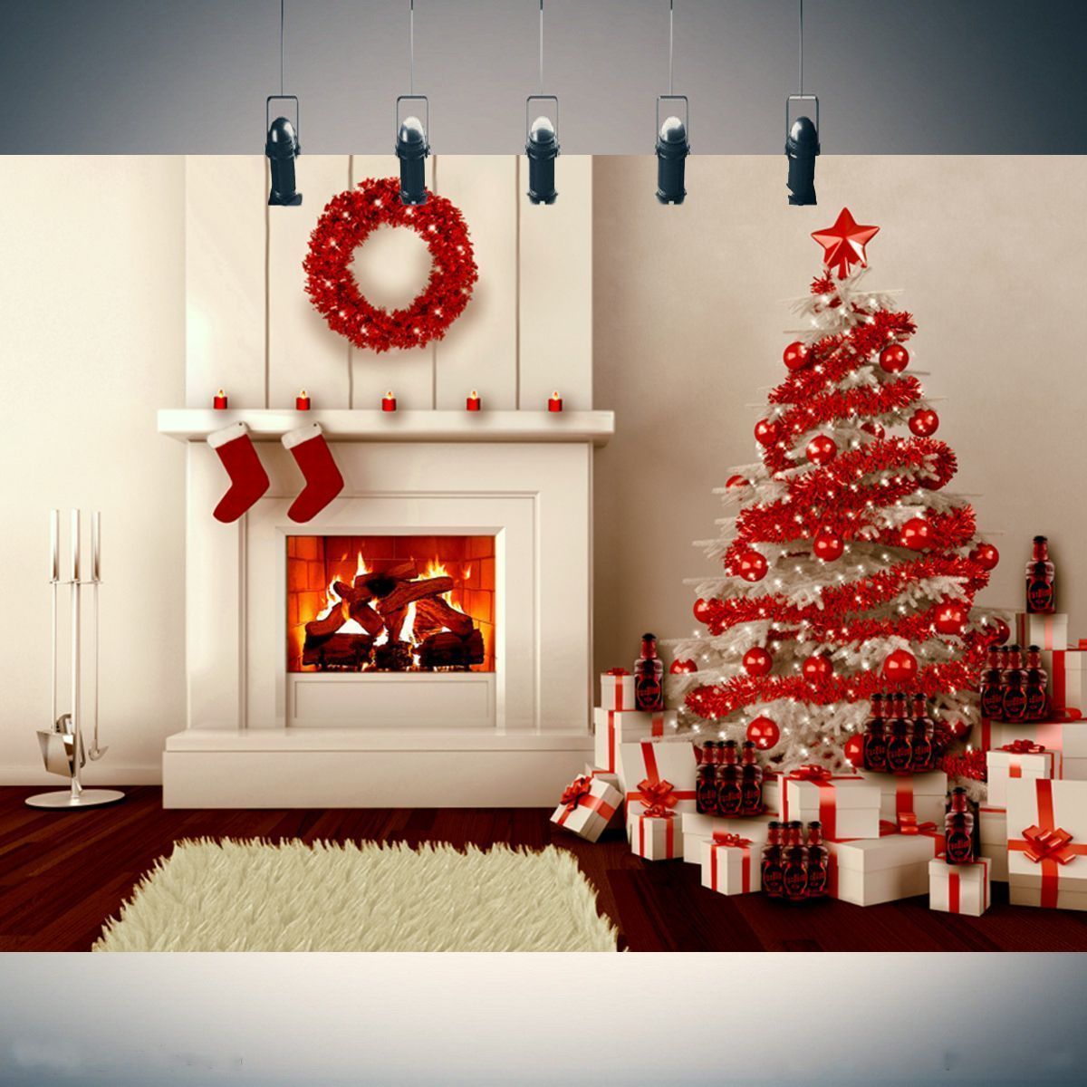 5x7ft-Vinyl-Christmas-Tree-Fireplace-Gifts-Stocking-Background-Photography-Studio-Backdrop-1217122