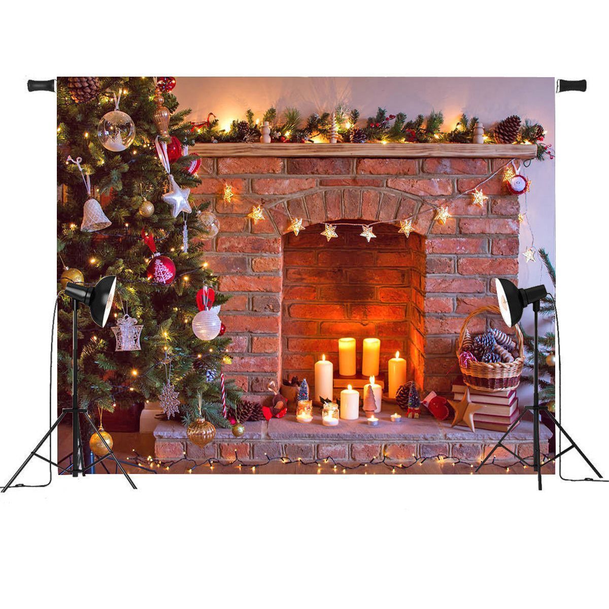 7x5FT-Vinyl-Retro-Christmas-Tree-Fireplace-Photography-Background-Backdrop-Props-Studio-1219116