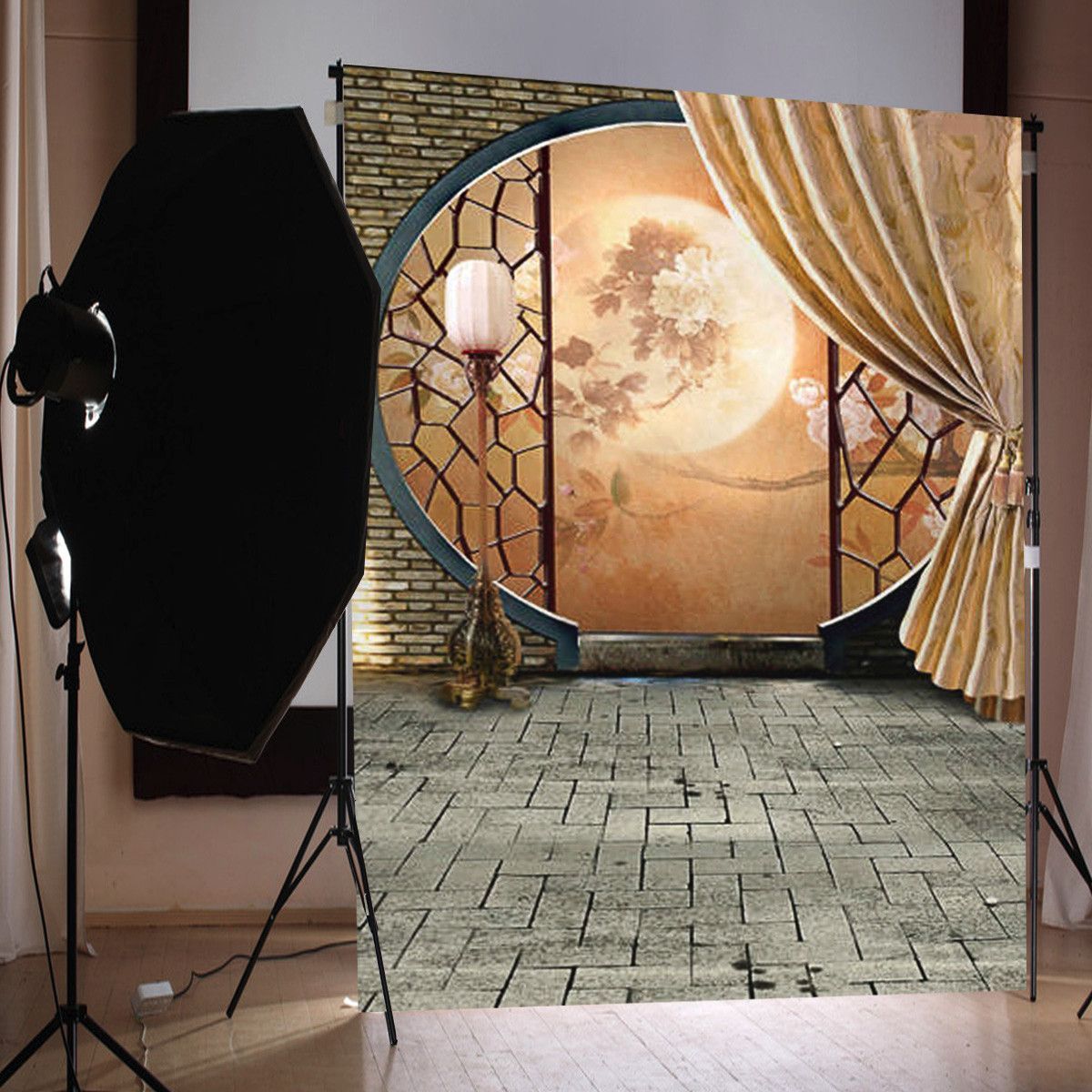 T079-3x5ft-Classical-Courtyard-Moonlight-Photography-Background-Cloth-Studio-Photo-Backdrop-1703254