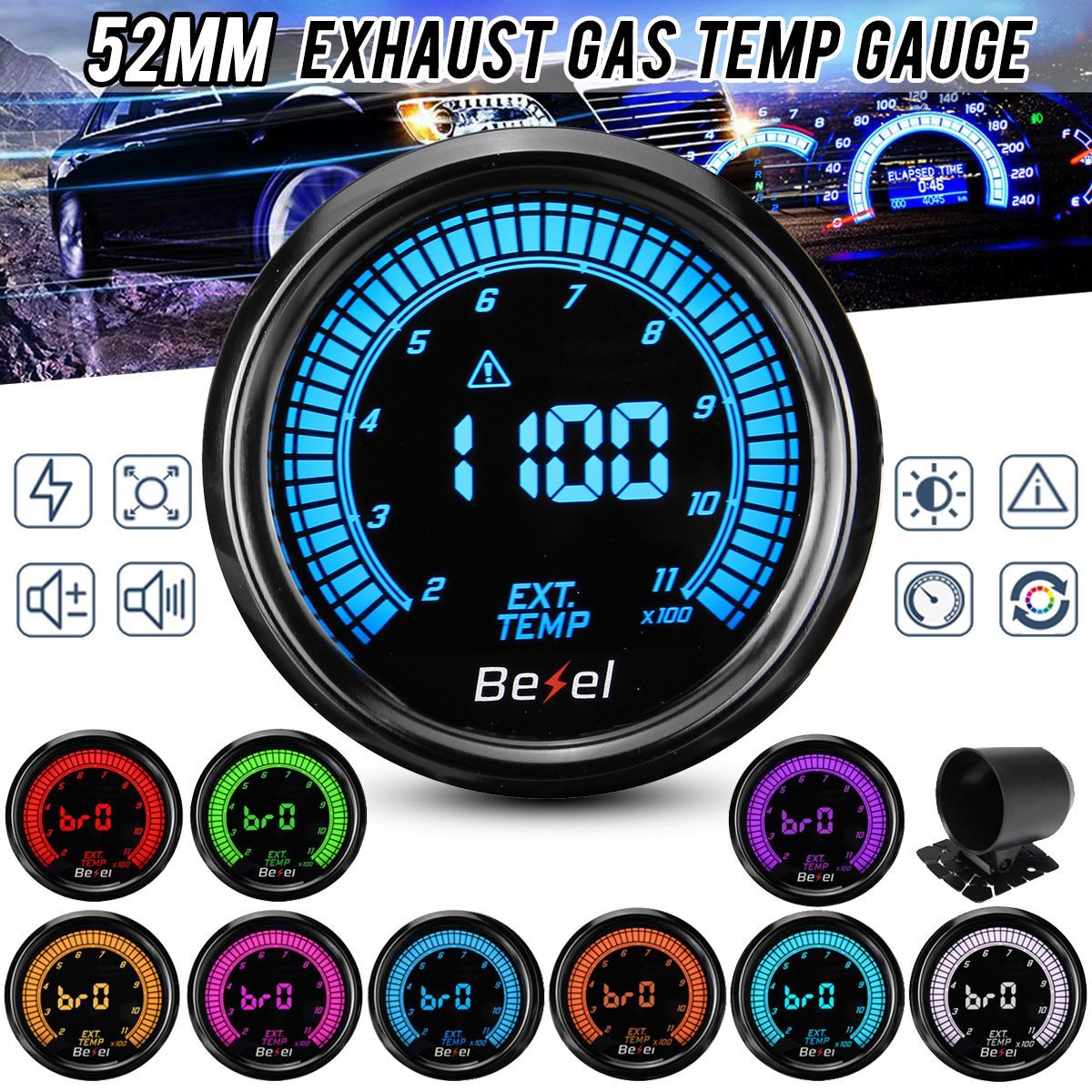 EVO-2quot-52mm-Exhaust-Gas-Temp-Temperature-Gauge-Meter-Digital-LED-Display-wSensor-1612115