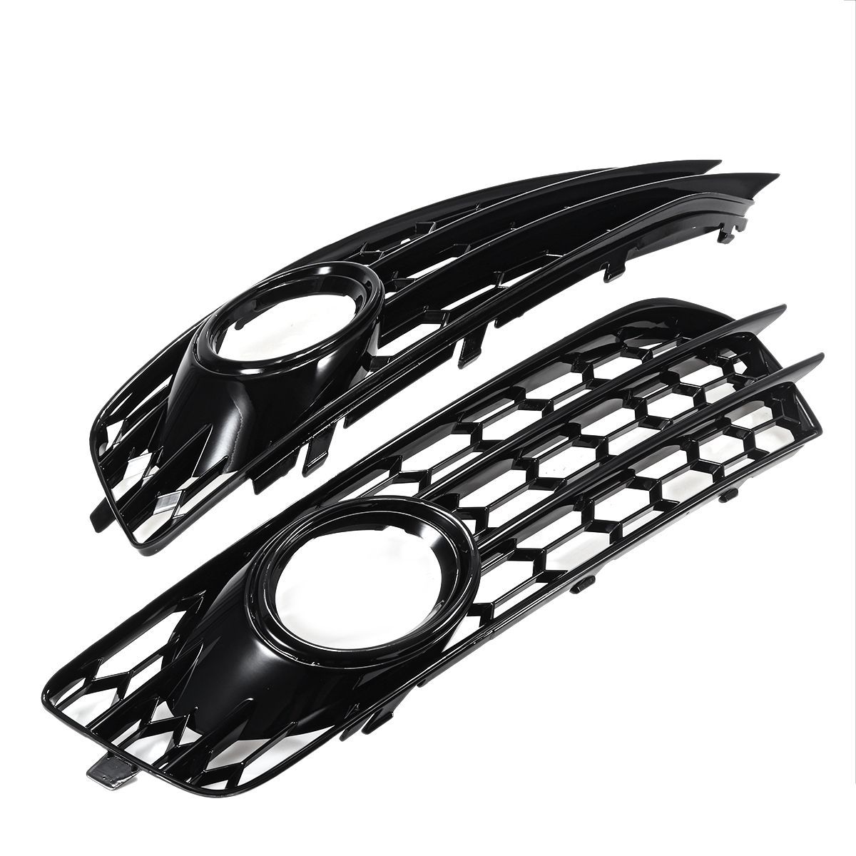 Front-Fog-Light-Lamp-Grille-Grill-Cover-Honeycomb-Hex-Glossy-Black-For-Audi-A3-8P-S-Line-2009-2012-1750298