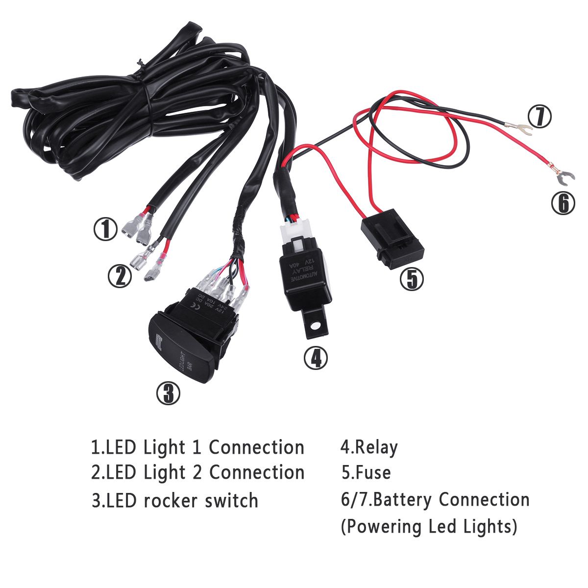 Universal-5-Pin-Car-12V-Waterproof-LED-Work-Light-Fog-Lamp-Bar-Lighting-Switch-Relay-Wiring-Harness--1640286