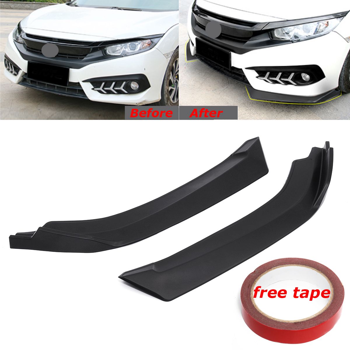 2PCS-Matt-Black-Front-Bumper-Body-Kit-Splitter-Aprons-For-For-Honda-Civic-Sedan-4DR-2016-2018-1763251