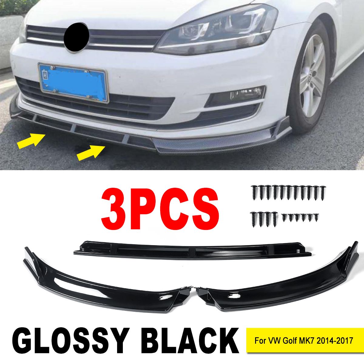 Front-Bumper-Lip-Body-Spoiler-Kit-Glossy-Black-For-VW-Golf-MK7-2014-2017-1724019